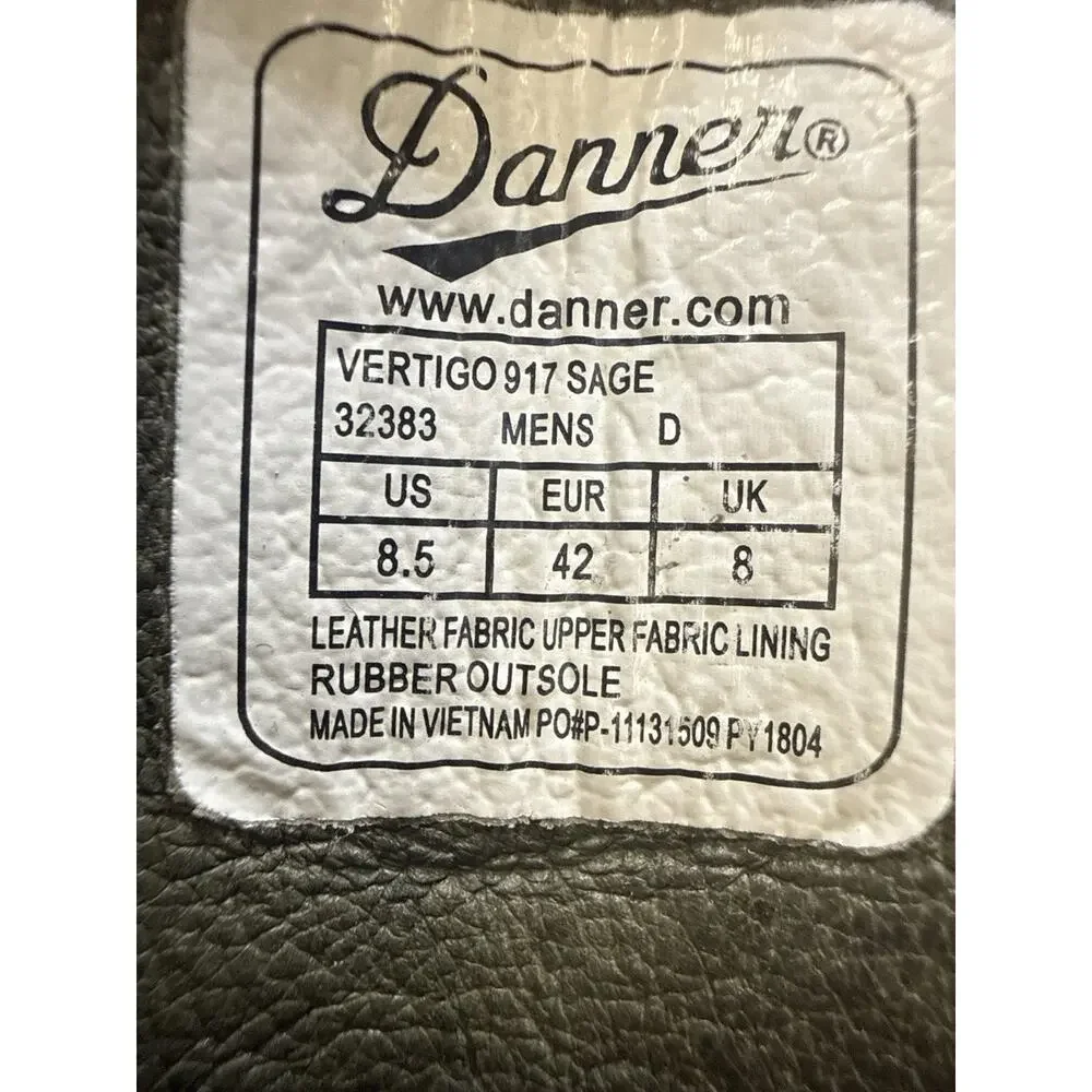 Danner Vertigo 917 Sage Gore-Tex Vibram Suede Hiking Boots Men’s 8.5 D 32383